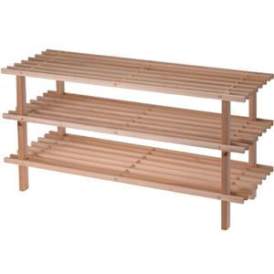 Merkloos Schoenenrek - hout - 3-laags - 77 x 26 x cm - schoenenbank -