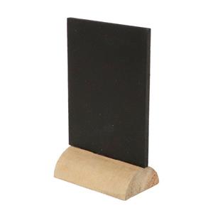 Mini krijtbordjes/schrijfbordjes - op houten voet - zwart - 8 cm -