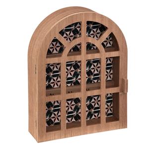 Atmosphera Sleutelkastje Classic Window - mdf/glas - lichtbruin - 27 x cm - Klassieke boog raam -