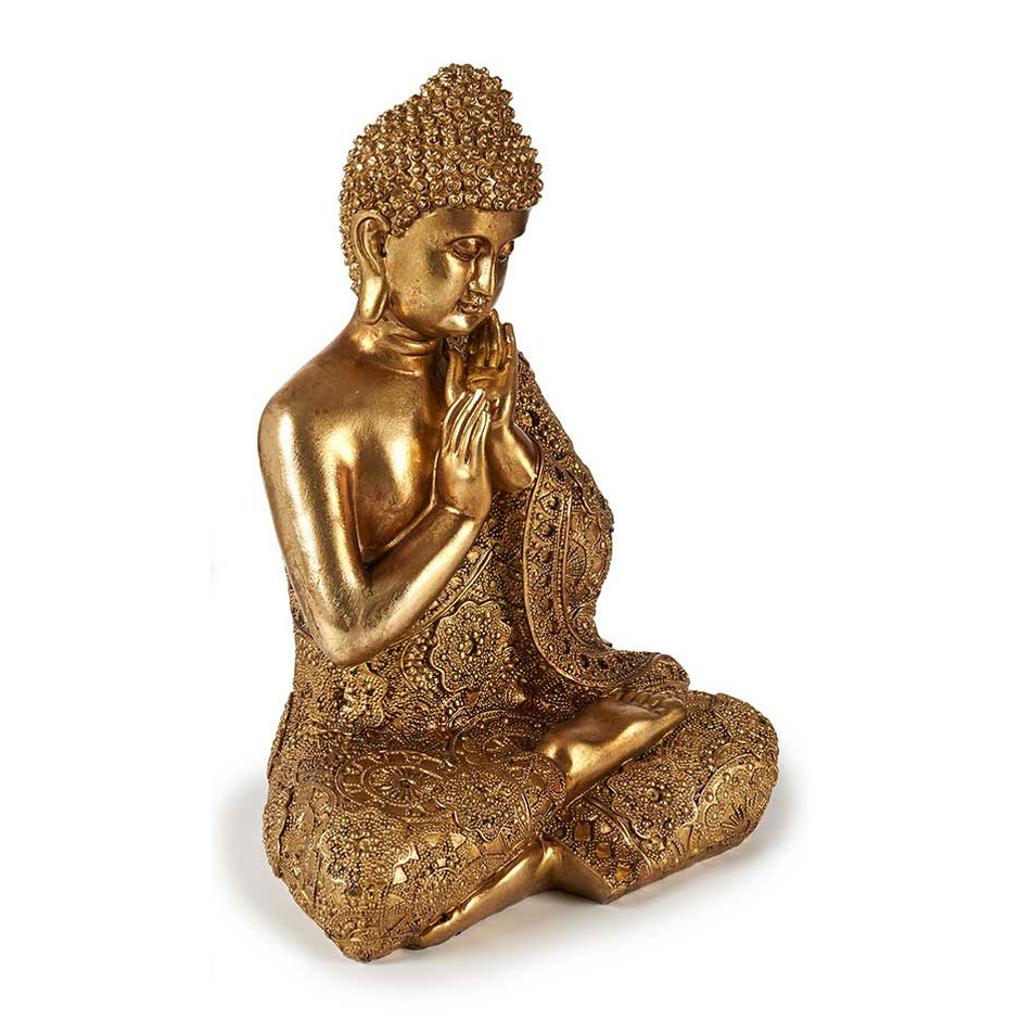 Arte r Boeddha beeld polyresin goud zittend 33 cm voor binnen -