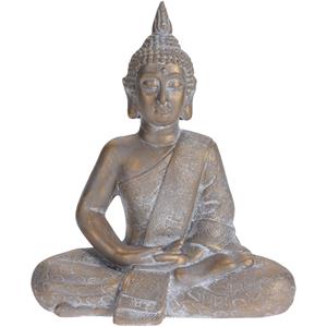 Merkloos Boeddha beeld - voor binnen/buiten - goud-kleurig - 49 cm -