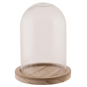 stolp - glas - houten bruin plateau - D12 x H13 cm -