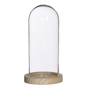 Decoratie stolp - glas - houten plateau - D10 x H20 cm -