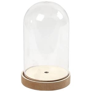 decoratie stolp - kunststof - houten bruin plateau - D11 x H18 cm -