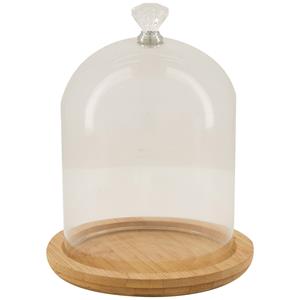 Dijk Natural Collections stolp - glas - houten bruin plateau - D12 x H16,3 cm -