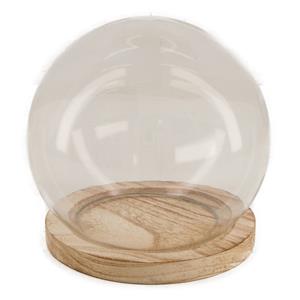 Dijk Natural Collections stolp - glas - houten bruin plateau - D14,5 x H15 cm -