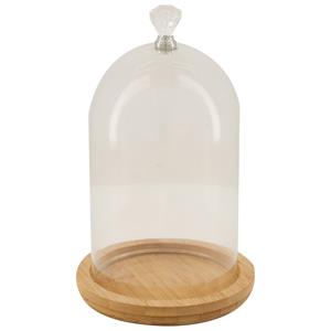 Dijk Natural Collections stolp - glas - houten bruin plateau - D19,3 x H28 cm -