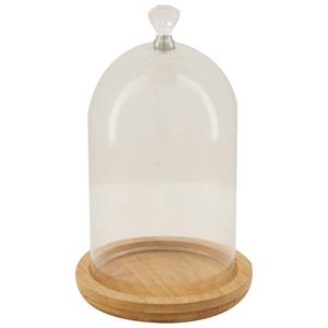 Dijk Natural Collections stolp - glas - houten bruin plateau - D19,3 x H28 cm -