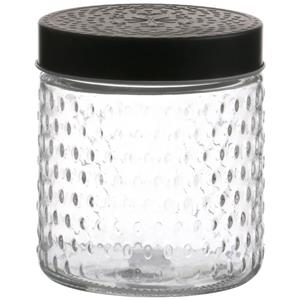Urban Living Voorraadpot/bewaarpot Roma - 500 ml - glas - zwart - D12 x H12 cm -