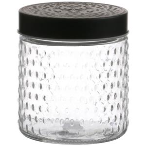 Urban Living Voorraadpot/bewaarpot Roma - 500 ml - glas - zwart - D12 x H12 cm -