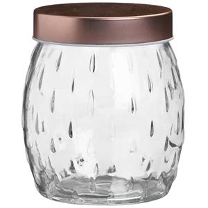 Urban Living Voorraadpot/bewaarpot Beau - 1L - glas - koperen deksel - D13 x H13 cm -