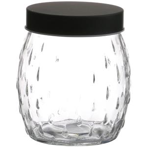 Urban Living Voorraadpot/bewaarpot Mora - 1.2L - glas - zwart - D13 x H15 cm -