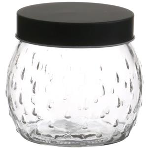 Urban Living Voorraadpot/bewaarpot Mora - 1L - glas - zwart - D13 x H13 cm -