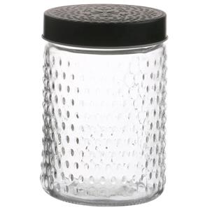 Urban Living Voorraadpot/bewaarpot Roma - 1L - glas - zwart - D12 x H17 cm -