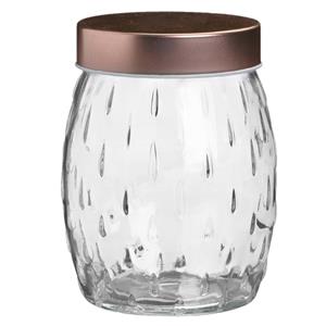 Urban Living Voorraadpot/bewaarpot Beau - 1.2L - glas - koperen deksel - D13 x H15 cm -