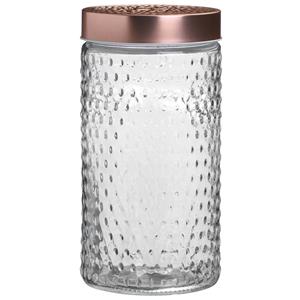 Urban Living Voorraadpot/bewaarpot Blair - 1.5L - glas - koperen deksel - D12 x H22 cm -