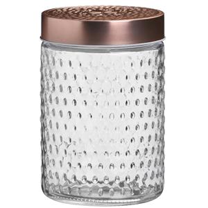 Urban Living Voorraadpot/bewaarpot Blair - 1L - glas - koperen deksel - D12 x H17 cm -