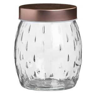 Urban Living Voorraadpot/bewaarpot Beau - 2L - glas - koperen deksel - D13 x H22 cm -