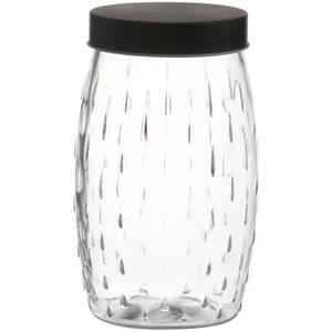 Urban Living Voorraadpot/bewaarpot Mora - 2L - glas - zwart - D13 x H22 cm -