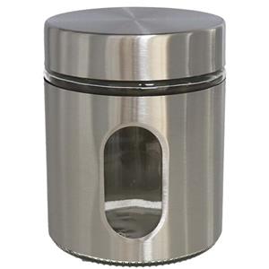 Gerimport Voedsel bewaren keuken voorraad pot - zilver metaal - deksel - 700 ml -
