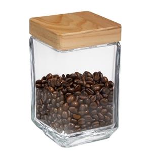 5five Voorraadbus/voorraadpot 1,7L glas met houten deksel -