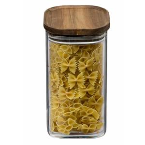 5five Voorraadbus/voorraadpot 1,3L glas met acacia houten deksel -