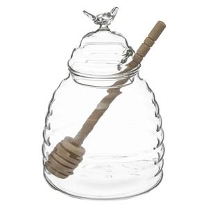 Honigtopf 400ml mit löffel - Glas/Eiche - 5five