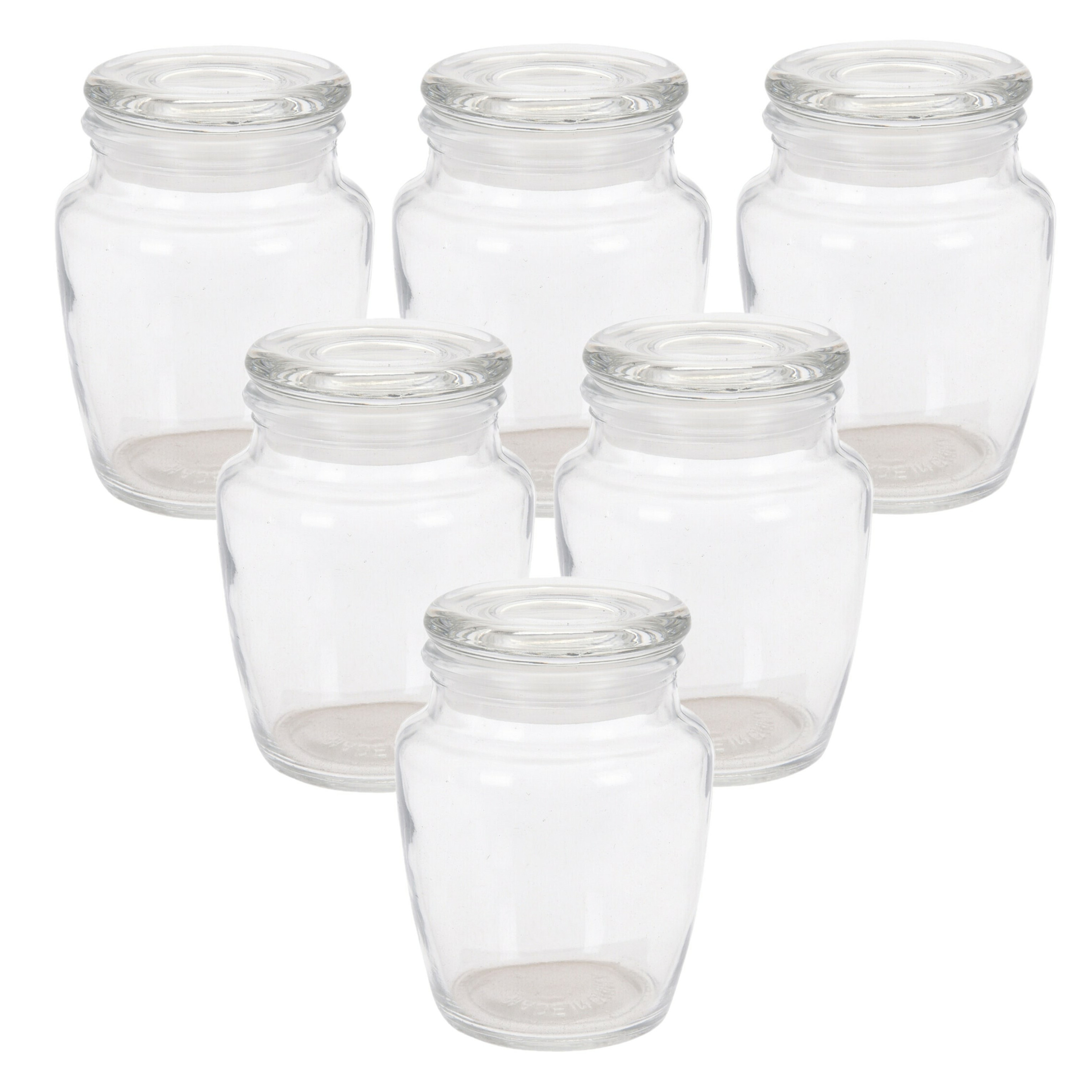 Excellent Houseware Kruidenpotjes/voorraadpotjes - 6x stuks - glas - transparant - 150 ml -