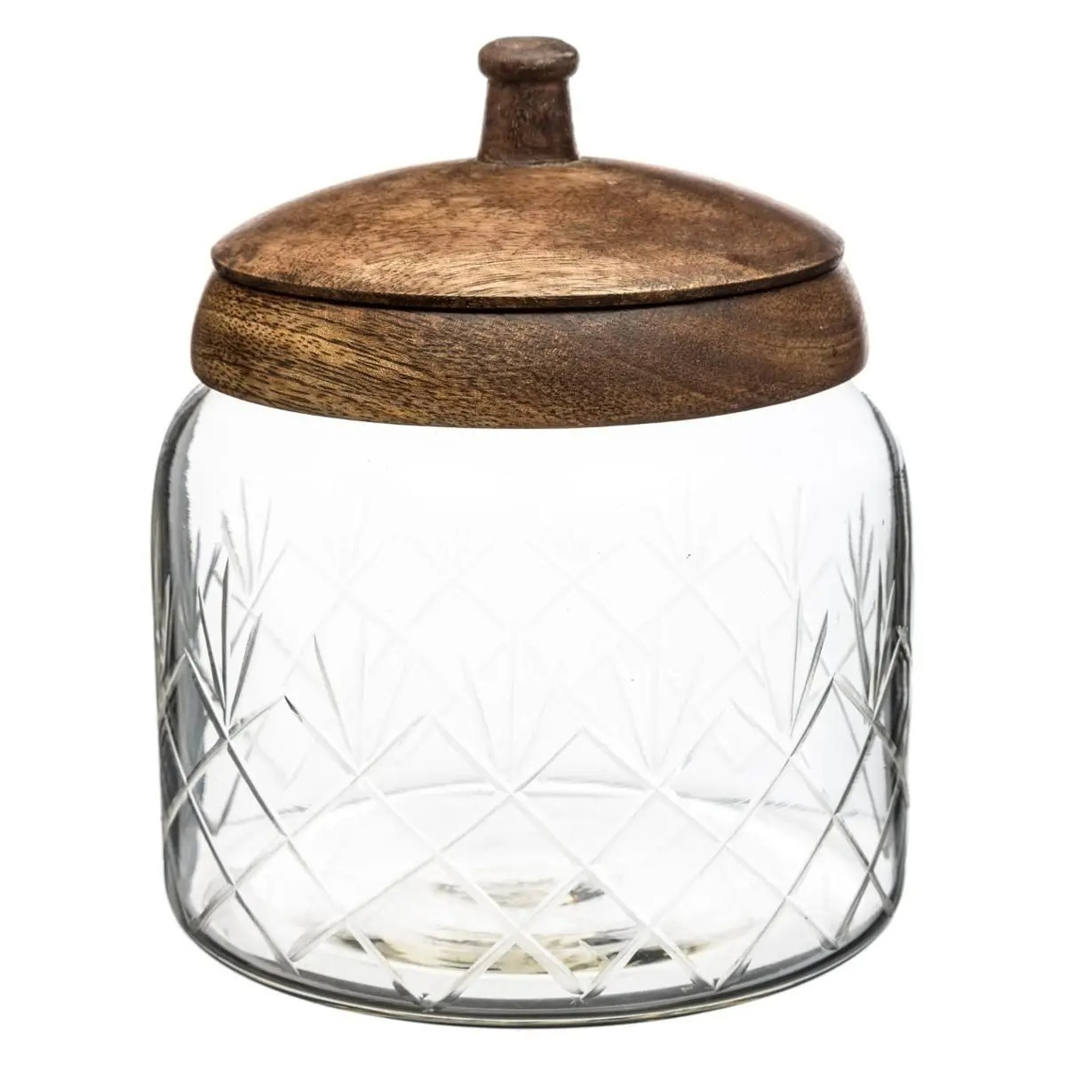 Secret de Gourmet Snoeppot/voorraadpot 1,2L glas met houten deksel -
