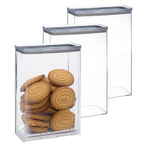 5five Voorraadpot - 5x - keuken/voedsel - kunststof - 4300 ml - luchtdichte deksel - transparant -