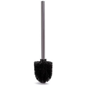 WC/Toiletborstel los model - zwarte kunststof borstel - RVS steel - D8 x 32 cm -