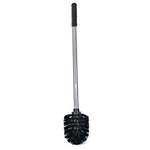 Wc/toiletborstel zwart/zilver 34.5 cm van RVS -