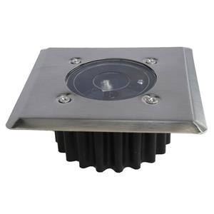 Gerimport grondspot solar tuinverlichting - 1x - zilver/zwart - vierkant -