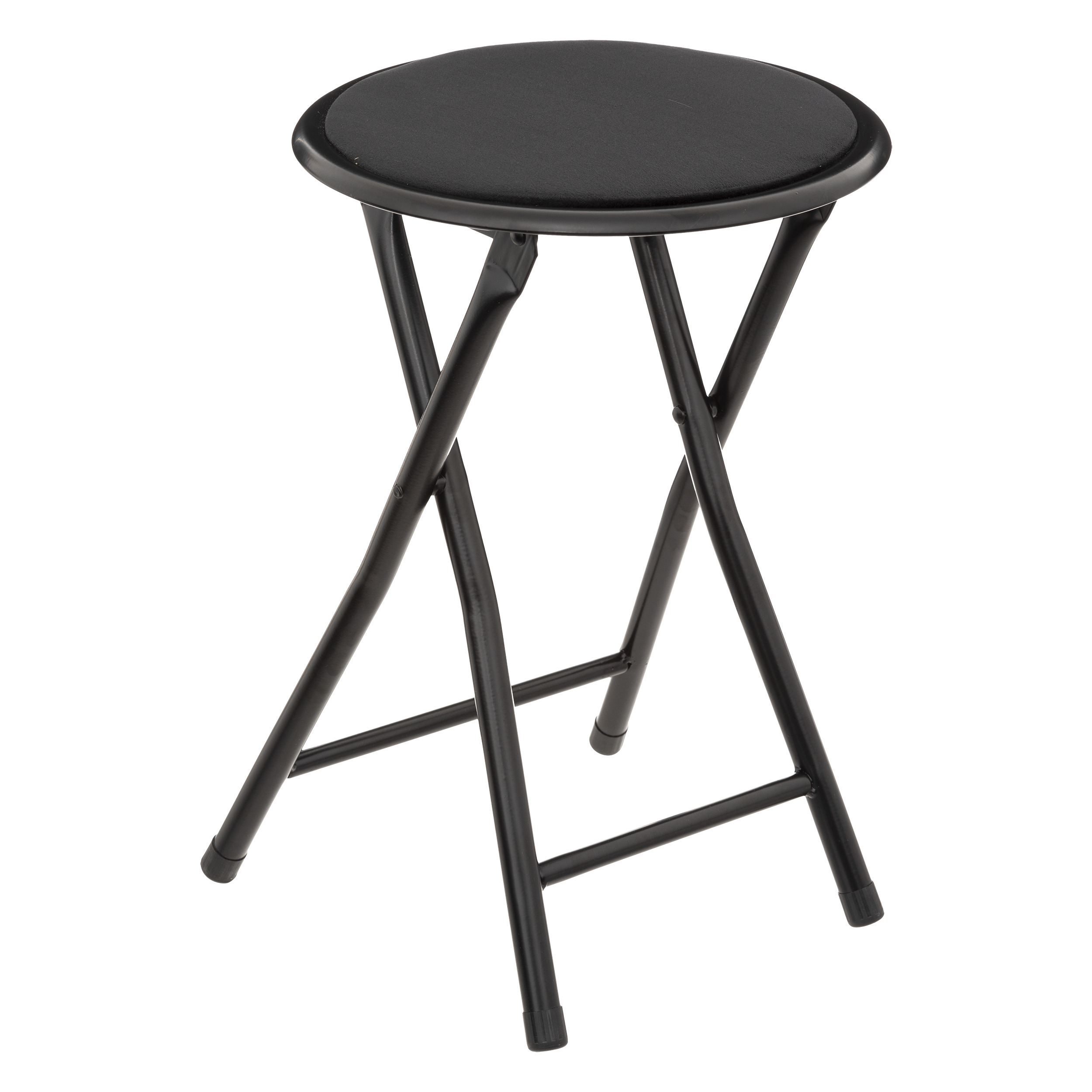 5five Bijzet krukje/stoel - Opvouwbaar - zwart fluweel - 29 x 45 cm -