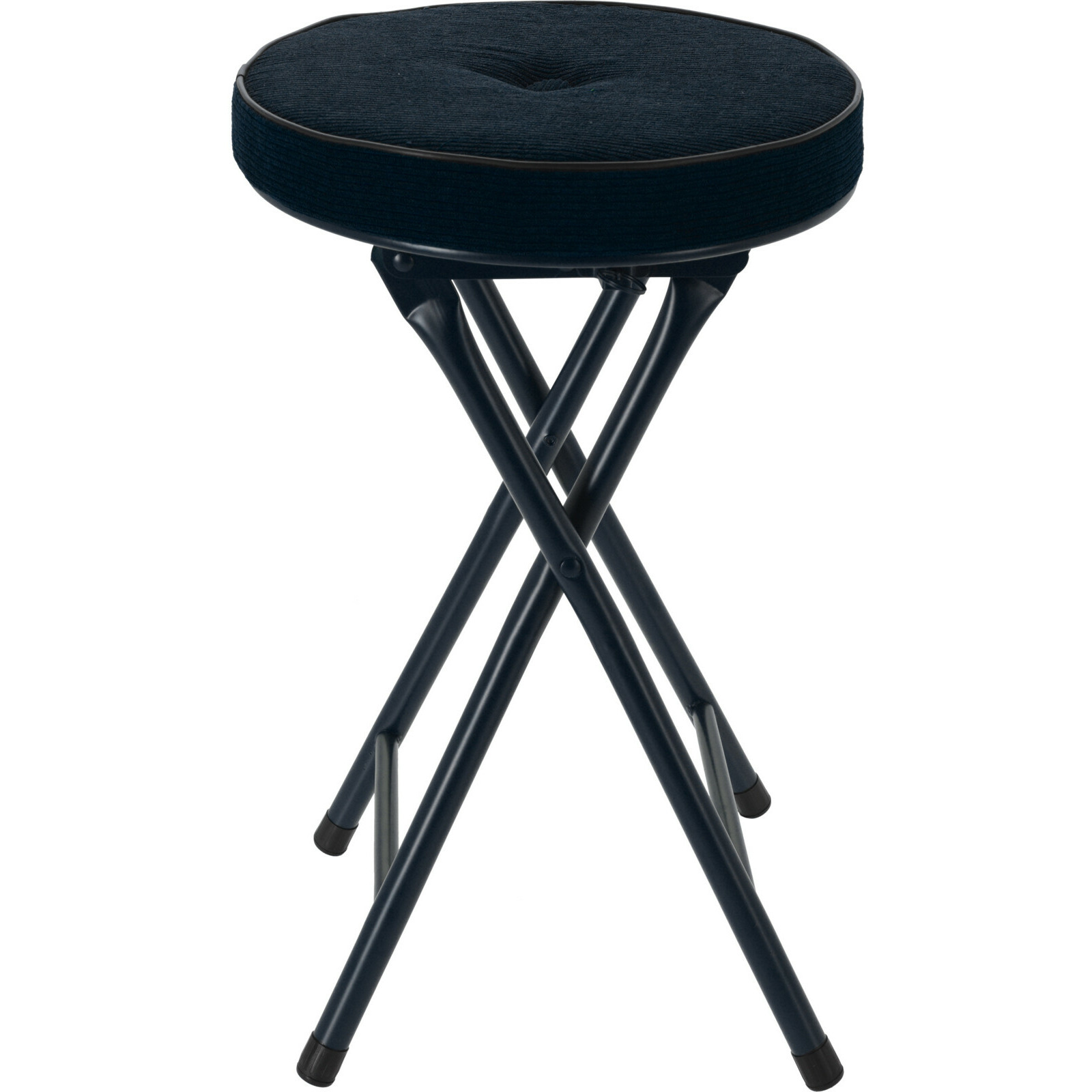 Home & Styling Bijzet krukje/stoel - Opvouwbaar - blauw Ribcord - D33 x H49 cm -