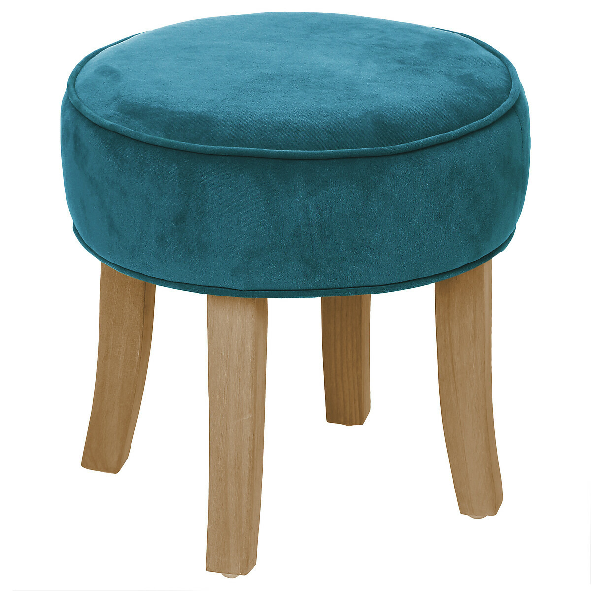 Atmosphera Zit krukje/bijzet stoel - hout/stof - blauw fluweel - D35 x H40 cm -