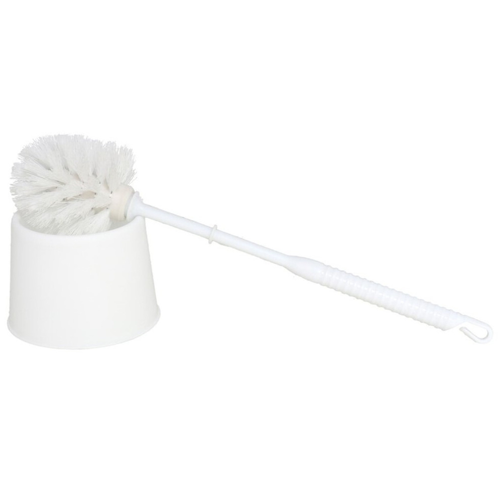Gerimport Voordelige wc/toiletborstel en houder wit 33 cm van kunststof -