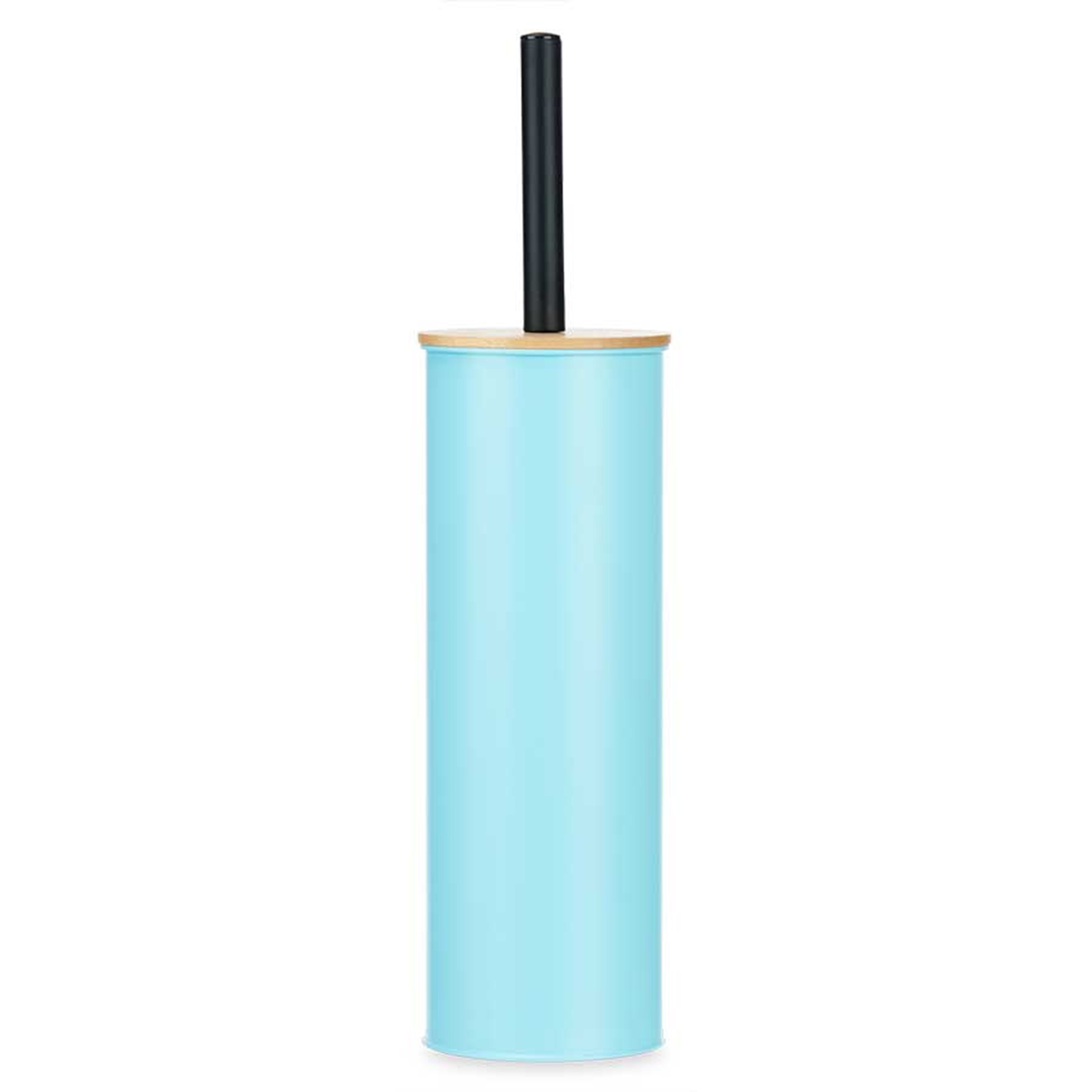 Berilo Alicante Toiletborstel in houder/wc-borstel - rvs metaal met bamboe - turquoise blauw - cm -