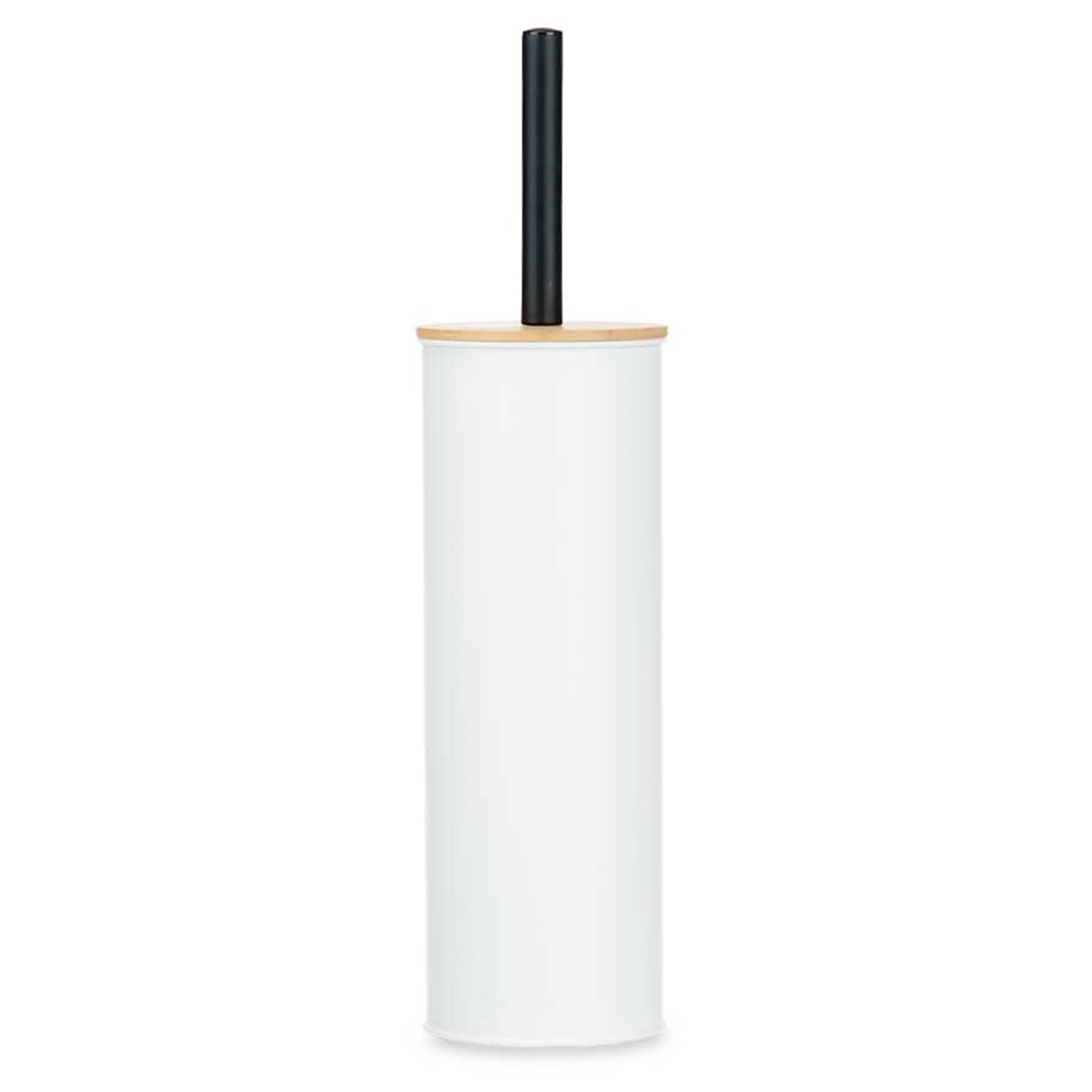 Berilo Alicante Toiletborstel in houder/wc-borstel - rvs metaal met bamboe - wit - cm -