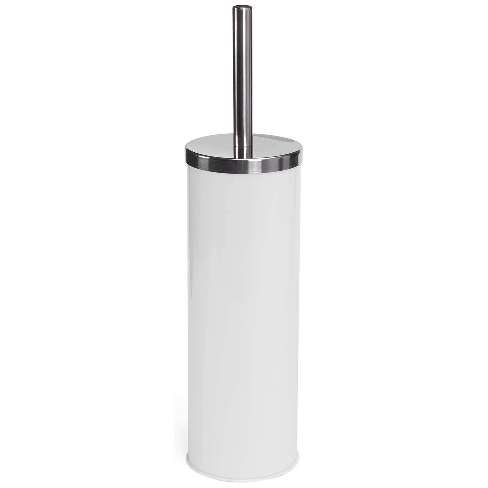MSV Toiletborstel in houder/wc-borstel - metaal - ivoor wit - cm -