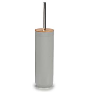 Berilo Toiletborstel/wc-borstel met bamboe deksel - kunststof - lichtgrijs -