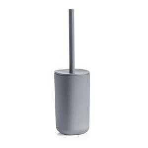 Zeller WC/Toiletborstel in houder kunststof - grijs - D9 x 35 cm - modern -