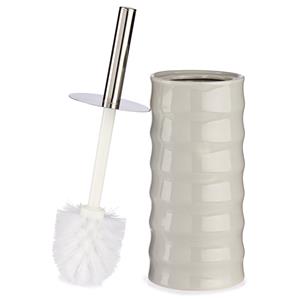 Berilo Toiletborstel/wc-borstel kiezelgrijs gestreept keramiek 31 cm -