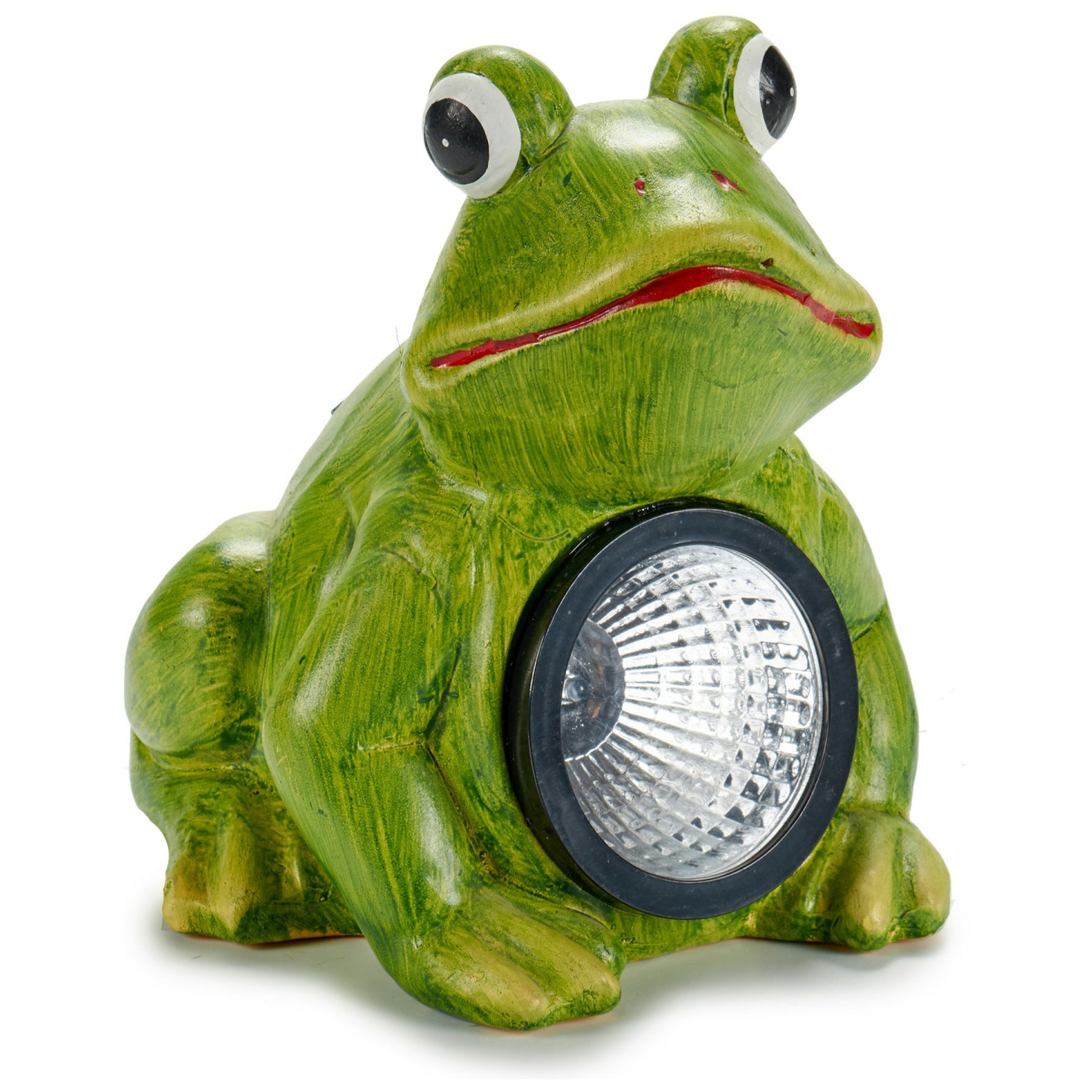 IBERGARDEN Tuinbeeld Solar lamp kikker - keramiek - 15x16 cm - groen - Lichtgevende dieren -