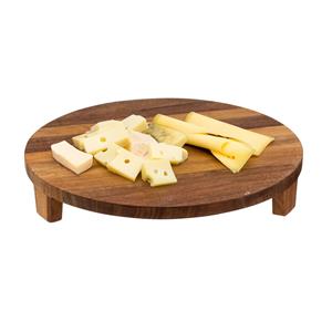 5five Voedsel/hapjes serveer plank op pootjes - D30 cm - rond - Acacia hout -