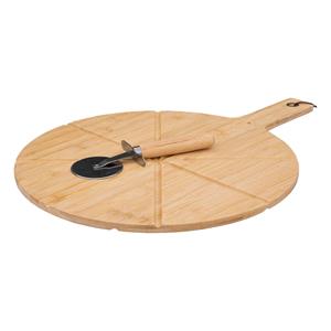 northix Pizza-schneidebrett mit bambusrolle 37cm - Holz - 5five
