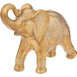 Atmosphera Home decoratie dier/ beeldje Olifant - goud kleurig - 26 x 23 cm -