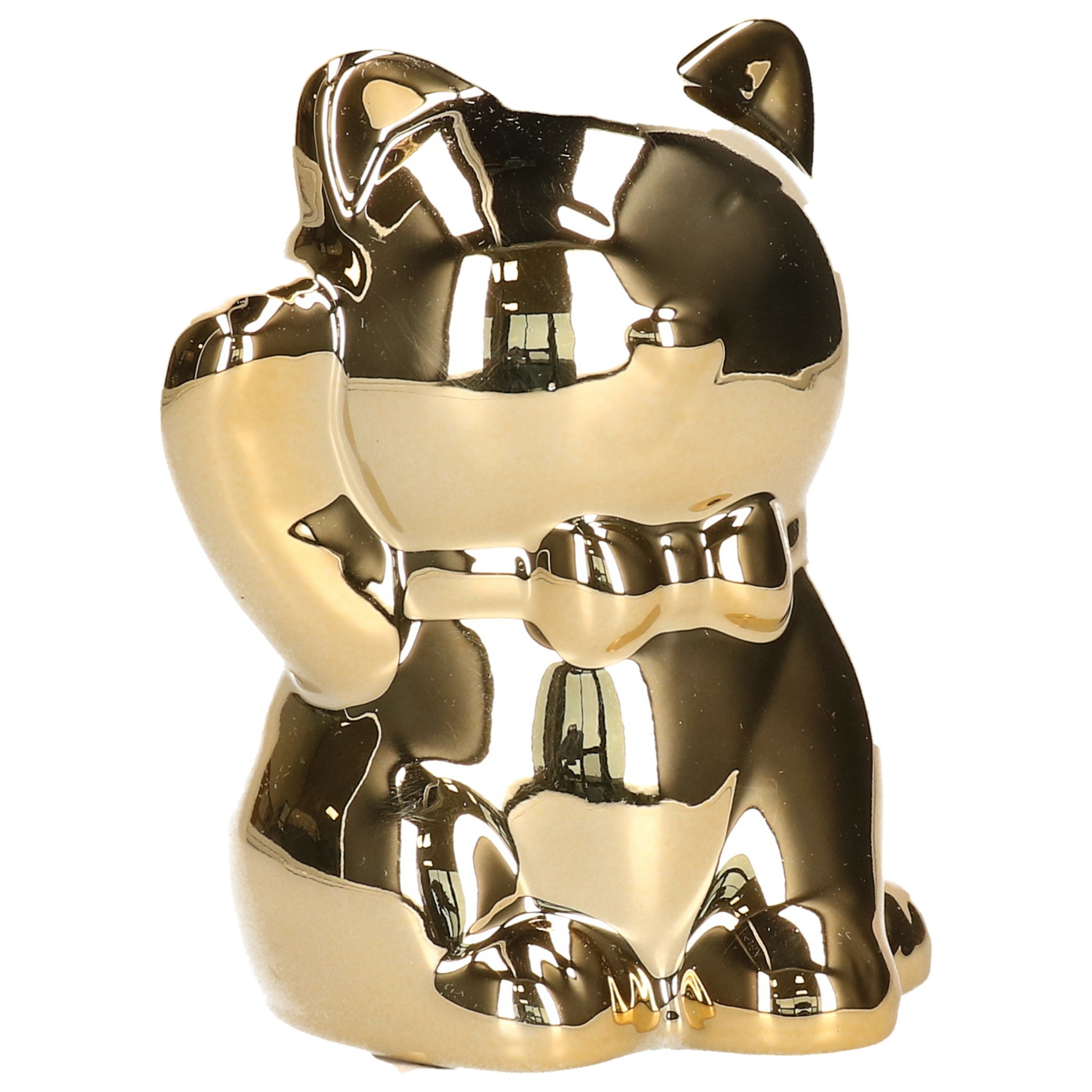 Gerimport Spaarpot kat/poes in het glimmend goud 10.5 cm -