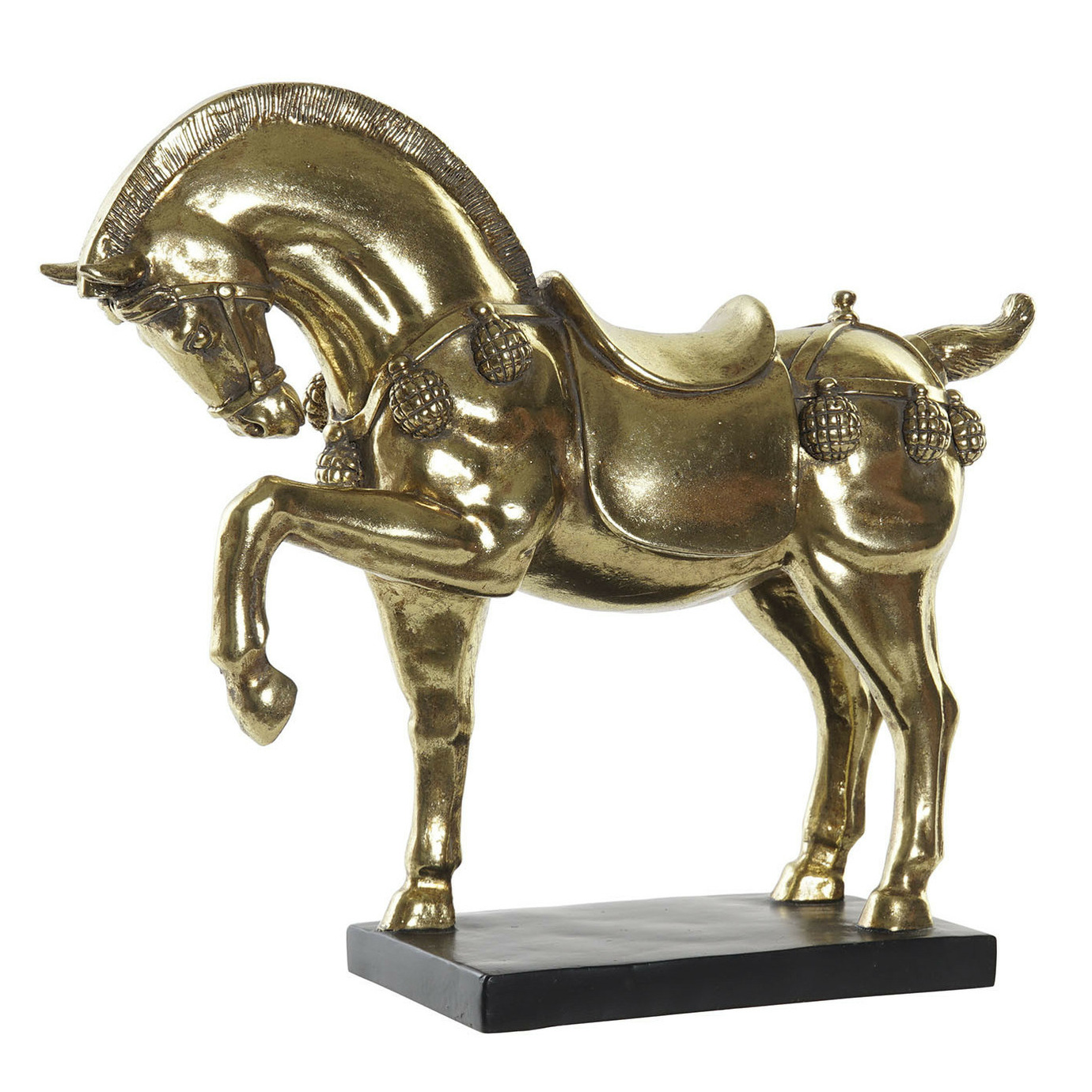 Deko-figur Dkd Home Decor Pferd Schwarz Golden Harz (29 X 9 X 25 Cm)