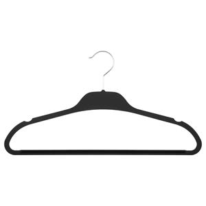 5five Set van 5x stuks kunststof/rubber kledinghangers zwart 45 x 24 cm -